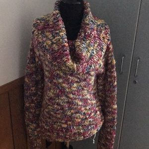 Missa Thick Multi Color Cowl Neck Sweater Large